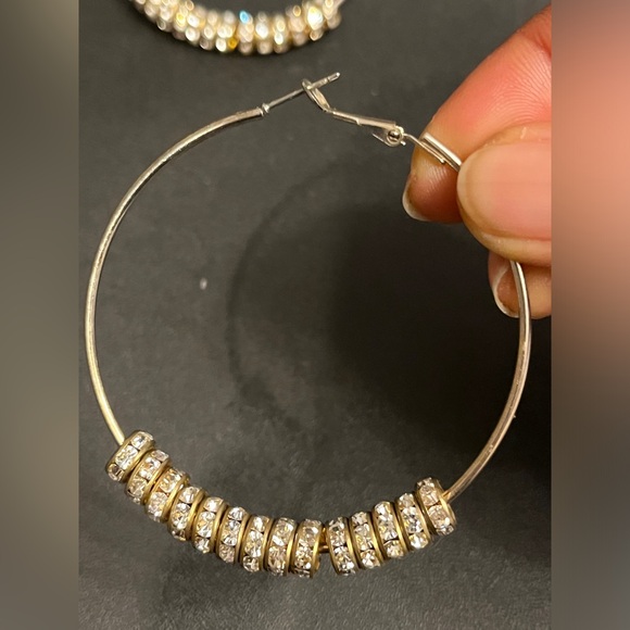 Three pair of gold tone hoop earrings - Picture 2 of 4